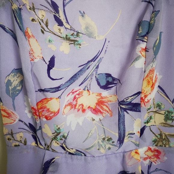 Louna Floral Tie Back Mini Fully Lined Square Neck Summer Dress Purple XS - Picture 6 of 13